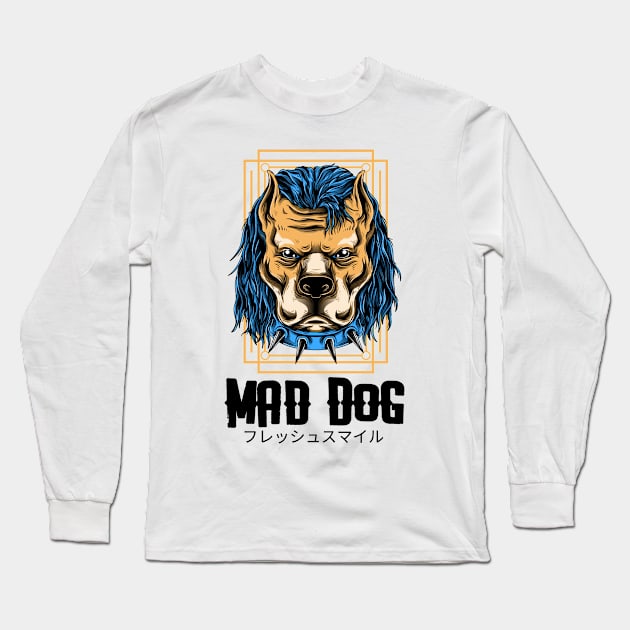 Mad Dog Punk Rocker Long Sleeve T-Shirt by BradleyHeal